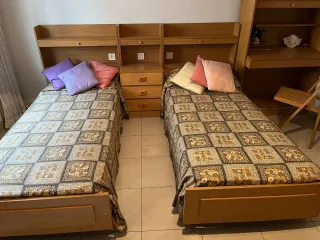 Muebles dormitorio madera y tela