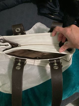 Bolso Coach Piel Blanco y Marrón
