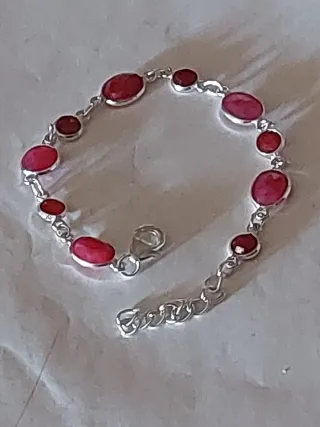 Pulsera Plata 925 con Piedras Rojas