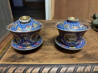 Coppia di tazze da tè in porcellana cinese antiche