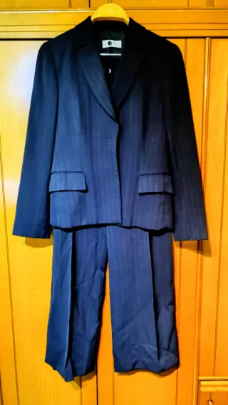 Traje de chaqueta rayas mujer azul