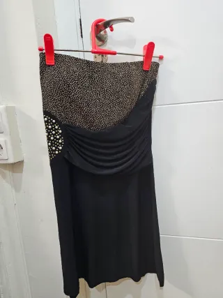 Vestido fiesta negro y plata