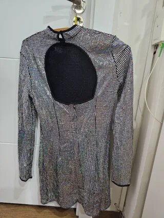 Vestido fiesta negro y plata