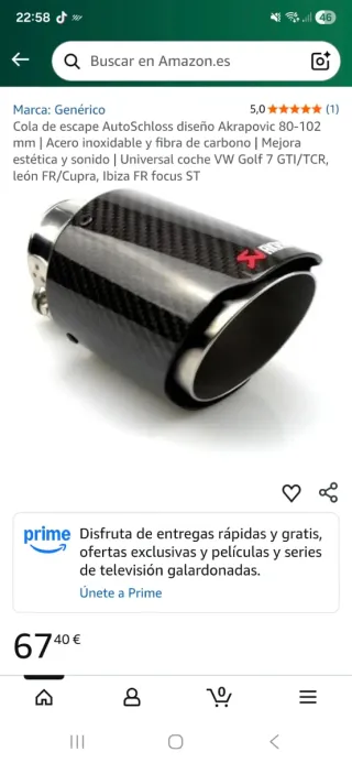 Cola de escape Akrapovic Fibra Carbono