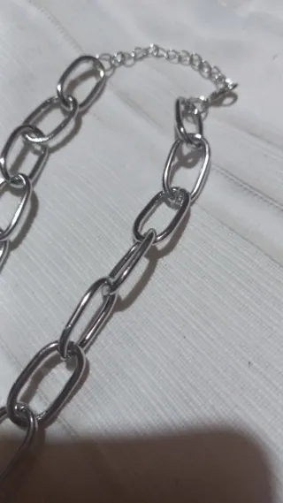 Conjunto Cadena y Pulsera Eslabones Plateados