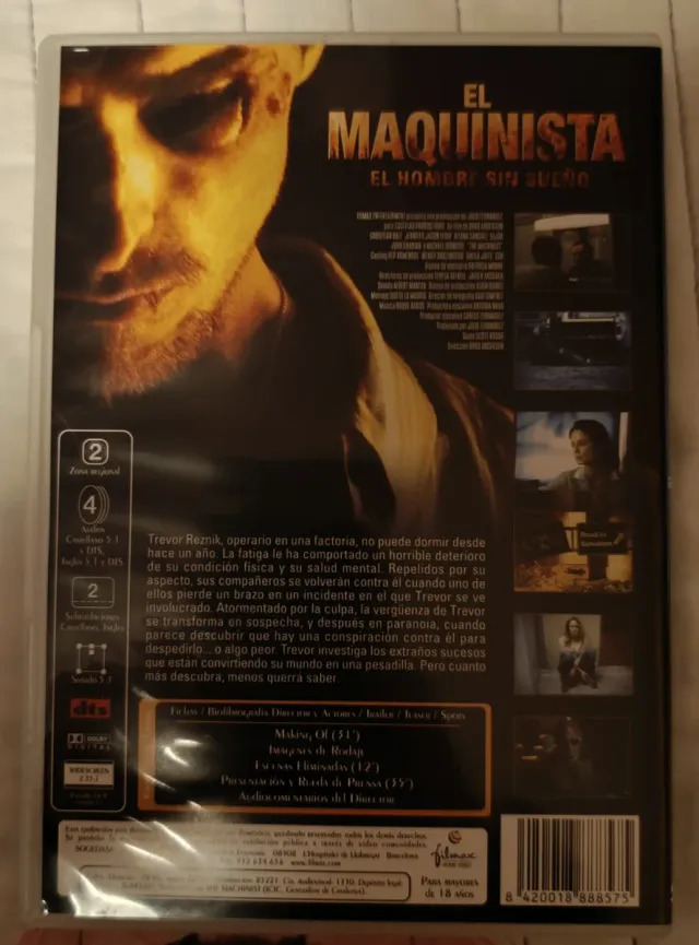 DVD El Maquinista Edición Coleccionista 2 DVD