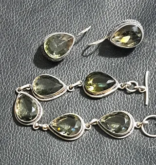 Set Bracciale e Orecchini in quarzo fumee 925