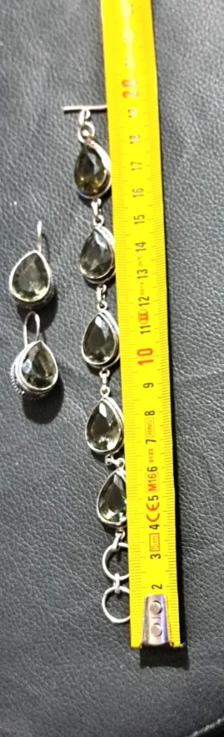 Set Bracciale e Orecchini in quarzo fumee 925