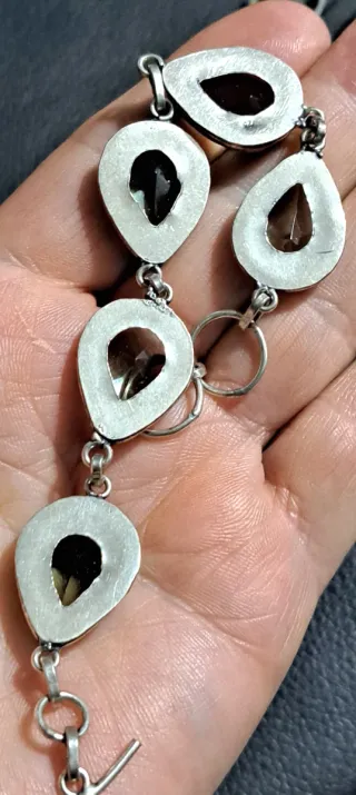 Set Bracciale e Orecchini in quarzo fumee 925