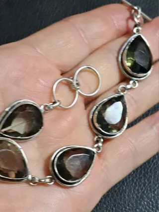 Set Bracciale e Orecchini in quarzo fumee 925