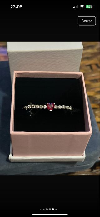 Pulsera Pandora Corazón Rojo y Plata