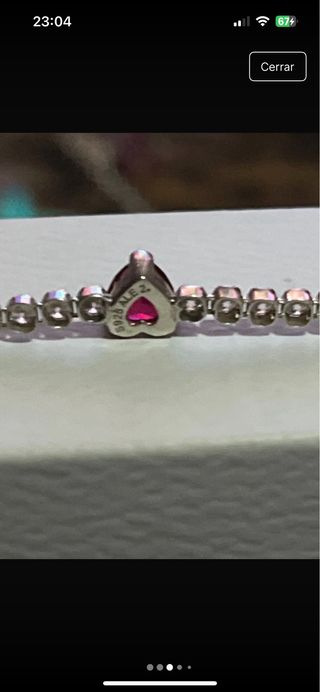 Pulsera Pandora Corazón Rojo y Plata