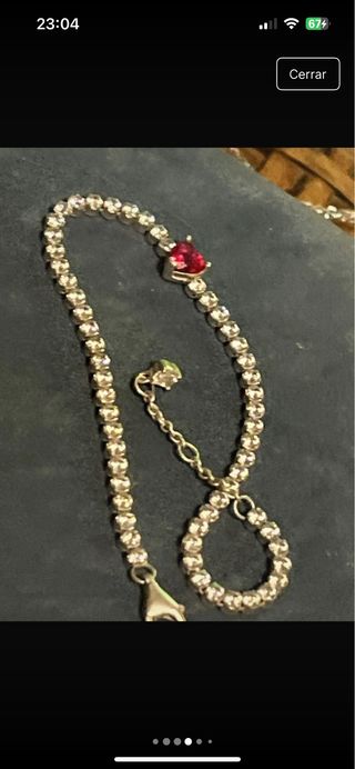 Pulsera Pandora Corazón Rojo y Plata