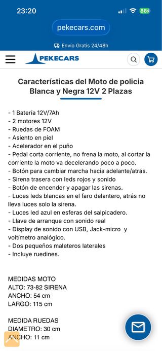 Moto Eléctrica Infantil Policía