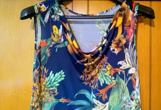 Mono largo estampado floral azul