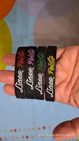 5 Pulseras LR Línea Recta de goma