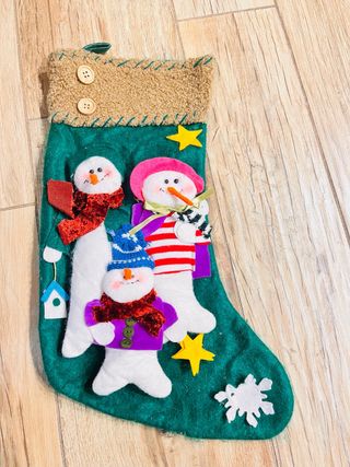 Calza Befana con pupazzi di neve