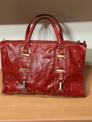 Bolso de piel rojo grande
