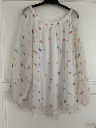 Camisa transparente manga larga estampada