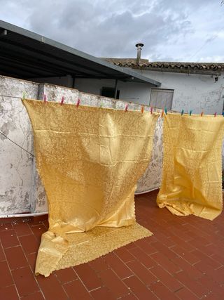 Pieza religiosa dorada adamascada lote de dos