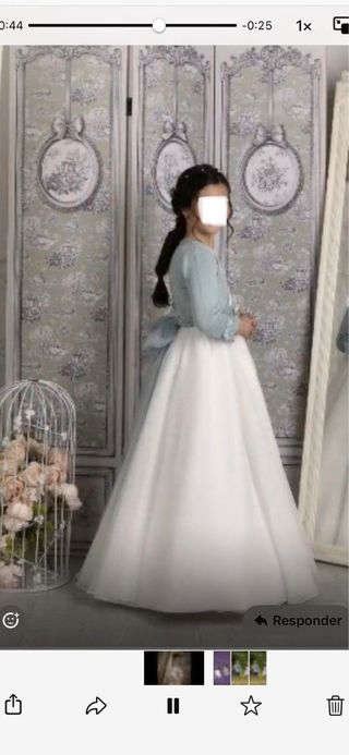 Vestido de comunión blanco y azul