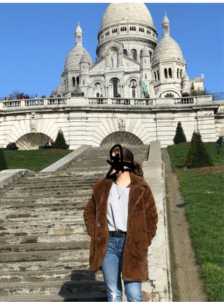 Abrigo piel sintética marrón talla única