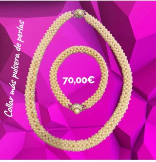 Collar y pulsera perlas broche Art Deco