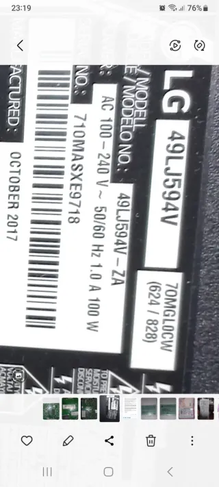 Placa base LG 49LJ594V