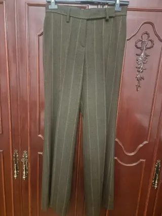 Pantalón vestir marrón rayas ancho