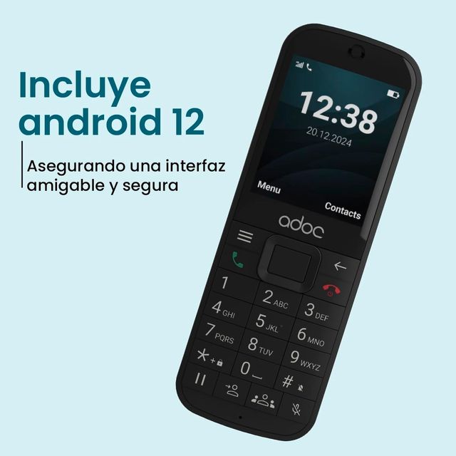 Teléfono Móvil Adoc Negro para Mayores 4G