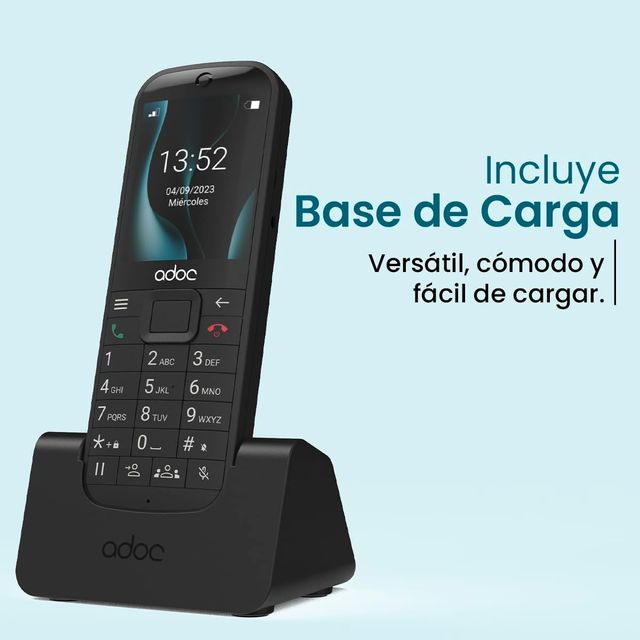 Teléfono Móvil Adoc Negro para Mayores 4G