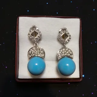 Pendientes vintage plata turquesas y circonitas