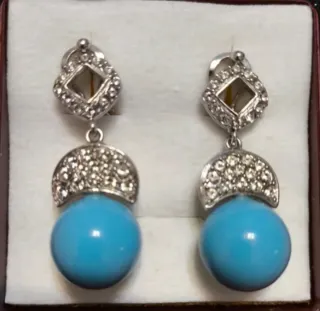 Pendientes vintage plata turquesas y circonitas
