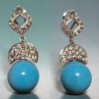 Pendientes vintage plata turquesas y circonitas