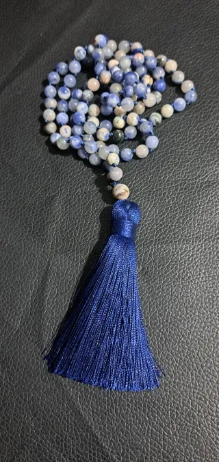 Mala 108 preghiere sodalite blu e bianche