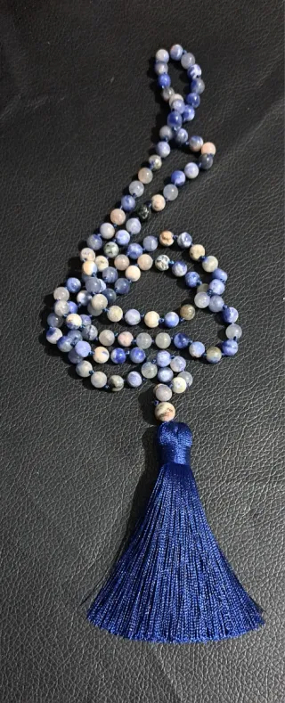 Mala 108 preghiere sodalite blu e bianche