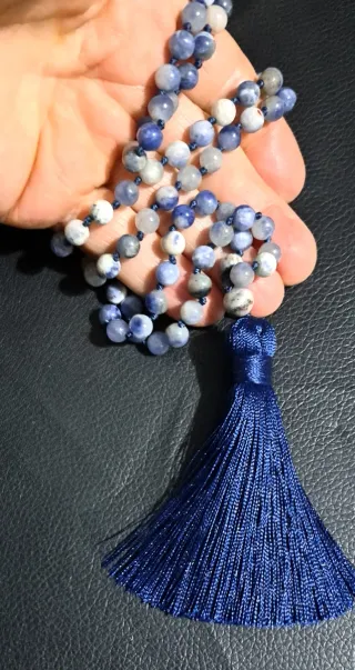 Mala 108 preghiere sodalite blu e bianche
