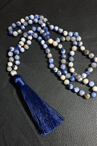 Mala 108 preghiere sodalite blu e bianche