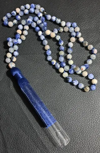 Mala 108 preghiere sodalite blu e bianche