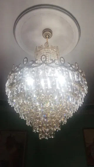 Lámpara de techo de cristal dorada