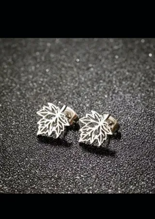 Conjunto Acero Colgante y Pendientes Hoja