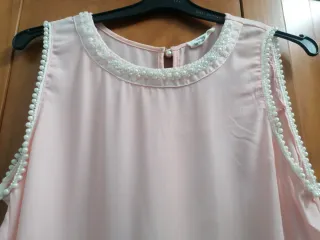 Blusa gasa rosa palo con abalorios Talla S/M