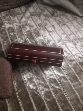 Caja antigua piel Buceda pendientes/gemelos