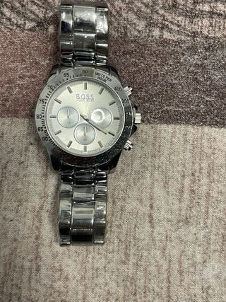 Reloj i correa de Hugo Boss plateado y blanco