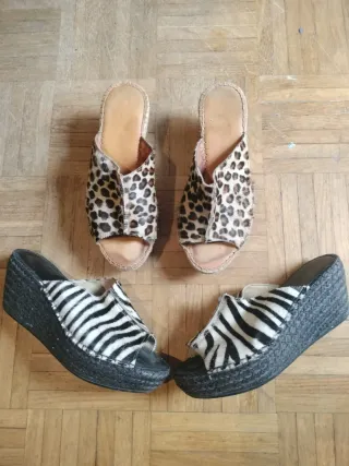 Sandalias cuña estampado animal
