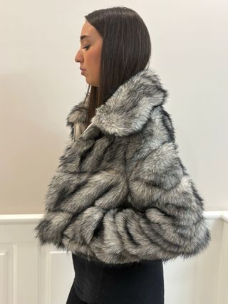 Pelliccia donna grigia zip tg M/L nuova