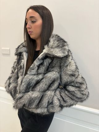 Pelliccia donna grigia zip tg M/L nuova