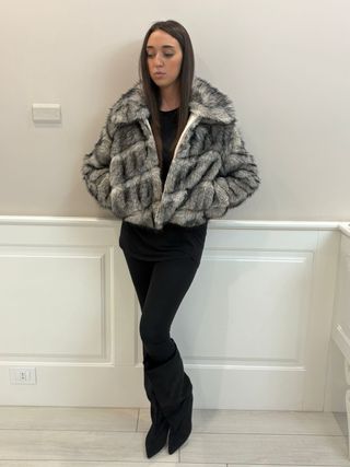 Pelliccia donna grigia zip tg M/L nuova