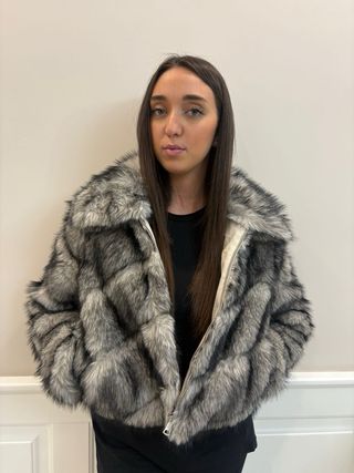 Pelliccia donna grigia zip tg M/L nuova