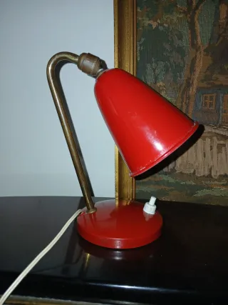 Lampada da tavolo rossa vintage anni 50